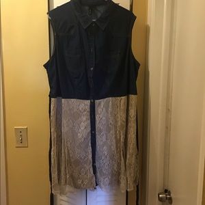 Denim top with lace bottom dress